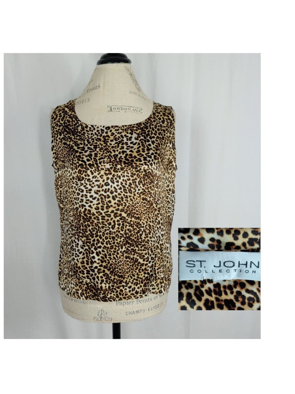 St John Leopard Tank Top Large Silk